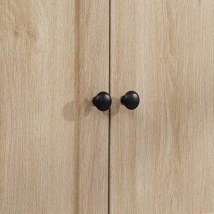 Alacena de Cocina Aparador de Comedor Mueble Auxiliar para Microondas con 4 Puertas 1 Cajón y Estante Abierto para Salón 74x39,5x183 cm Roble