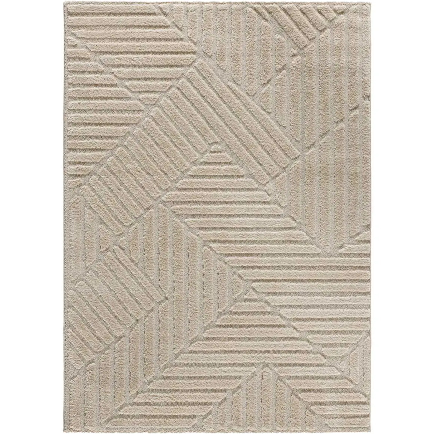 NUMA Alfombra shaggy geométrica con relieve en beige, varias medidas disponibles