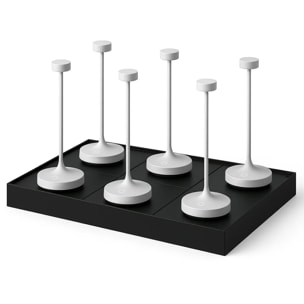 6 Lampes de table RUBY Blanc H25cm + base de chargement