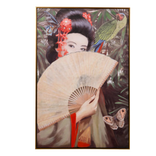 Cuadro Geisha Almedro 80% Pintado A Mano Con Marco 80x5x120 Cm
