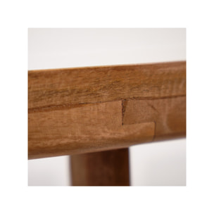 Table basse ronde en bois de manguier massif et plateau marbre noir - JENA