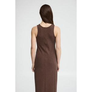 Vestito color cioccolato in filo rustico con logo Polo Club