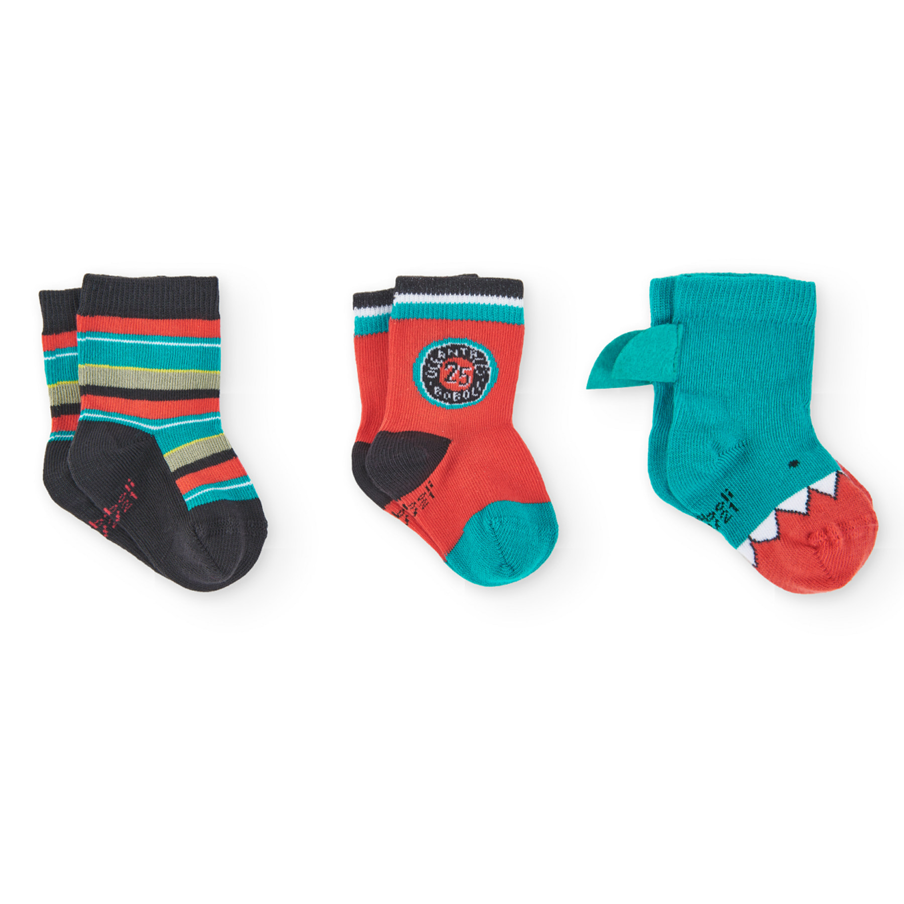Pack calcetines bebé niño estampados, verde agua