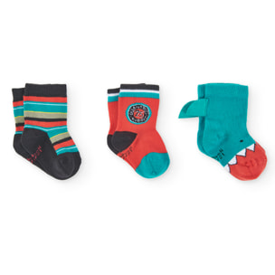 Pack calcetines bebé niño estampados, verde agua