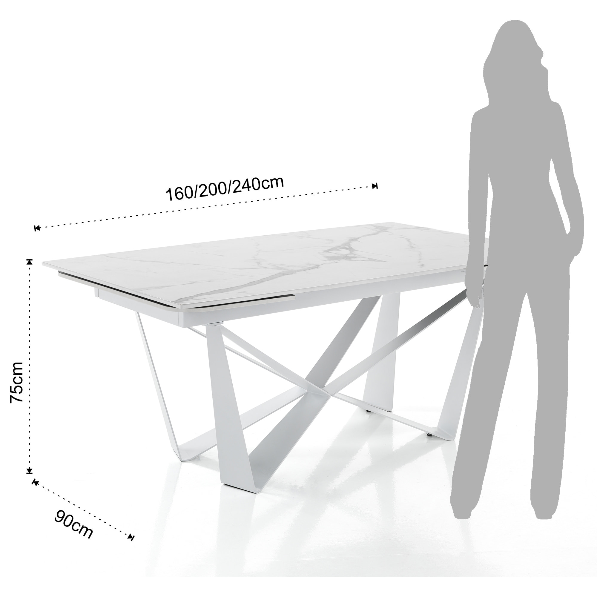 Tomasucci table extensible GRAM MATT WHITE MARBLE Multicolore