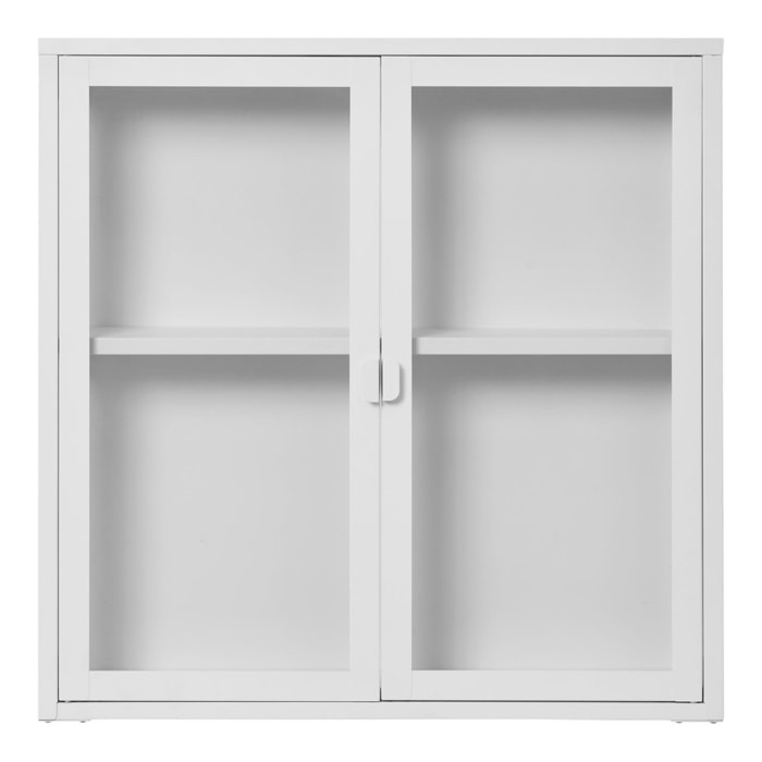 Vetrina Brisbane a muro con 2 ante in vetro, acciaio bianco 80×18×80 cm