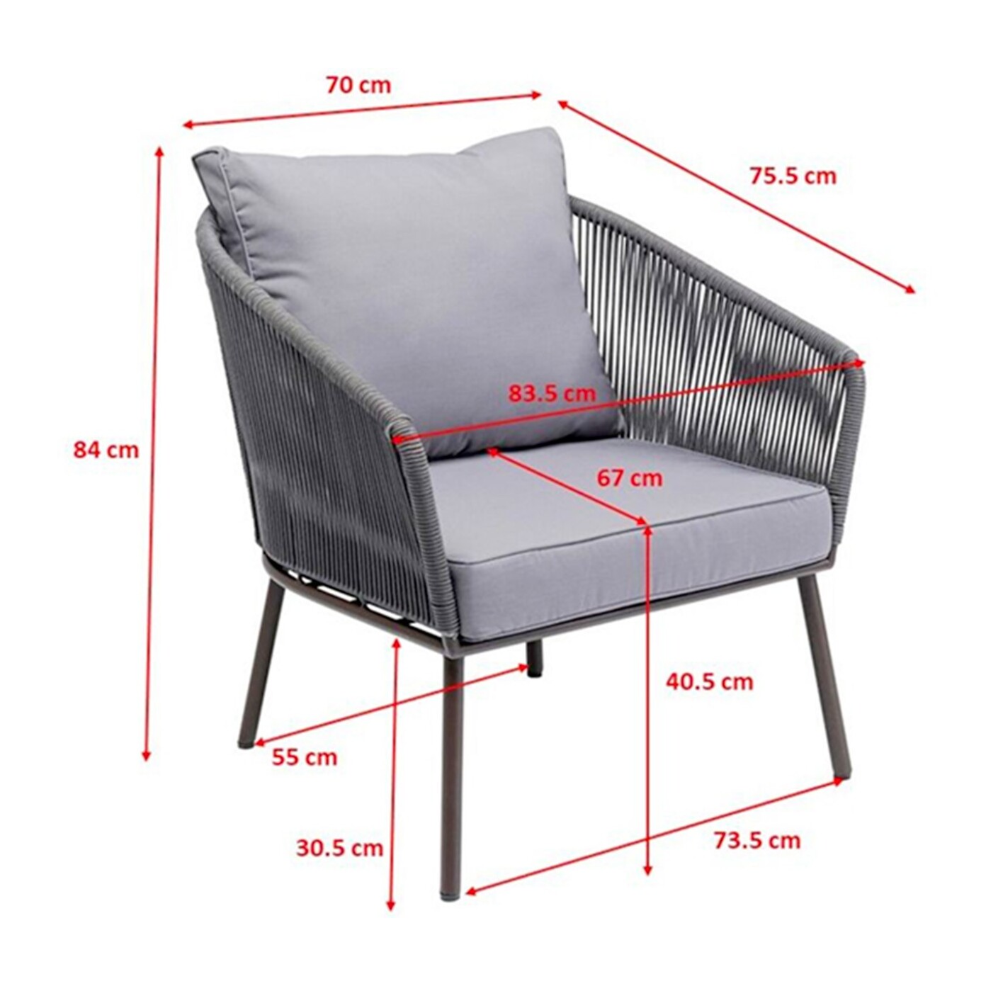 Fauteuil de jardin Elba gris Kare Design