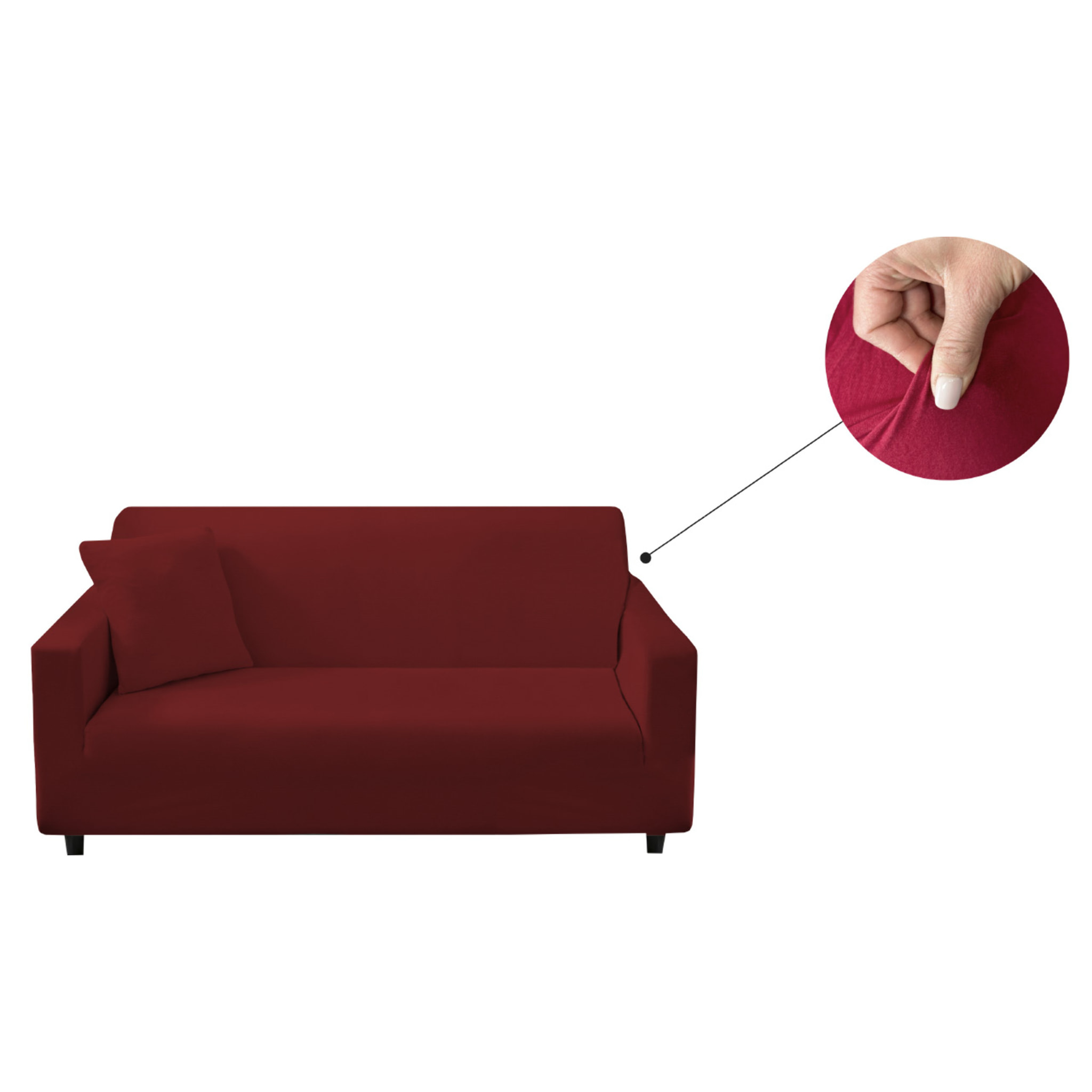 Copridivano 2 Posti Elasticizzato In Tinta Unita Per Divani Lineari e Componibili Modello Perfetto Bordeaux