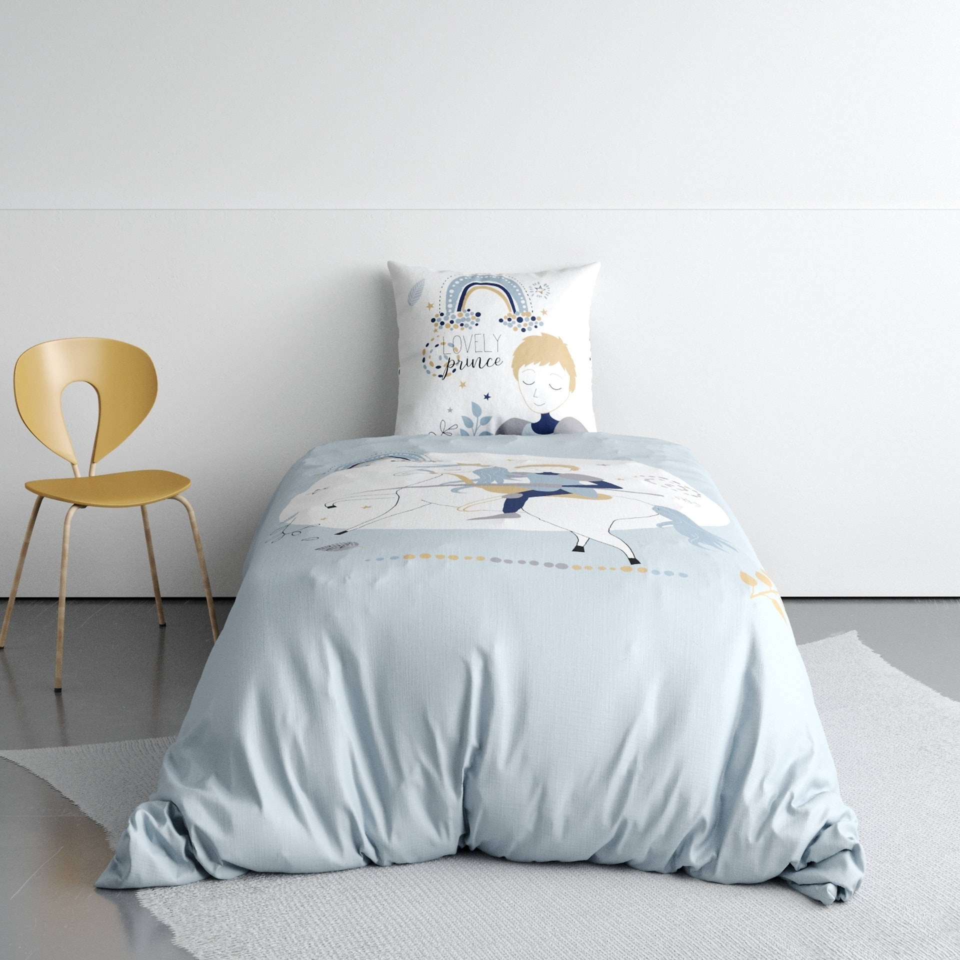 Parure Housse De Couette 2pcs 100% Coton Classique 47fils Lovely Prince