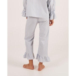Pantalón de pijama de mujer con volantes y estampado de rayas