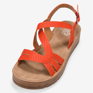 Sandalias de cuña rojas con hebilla