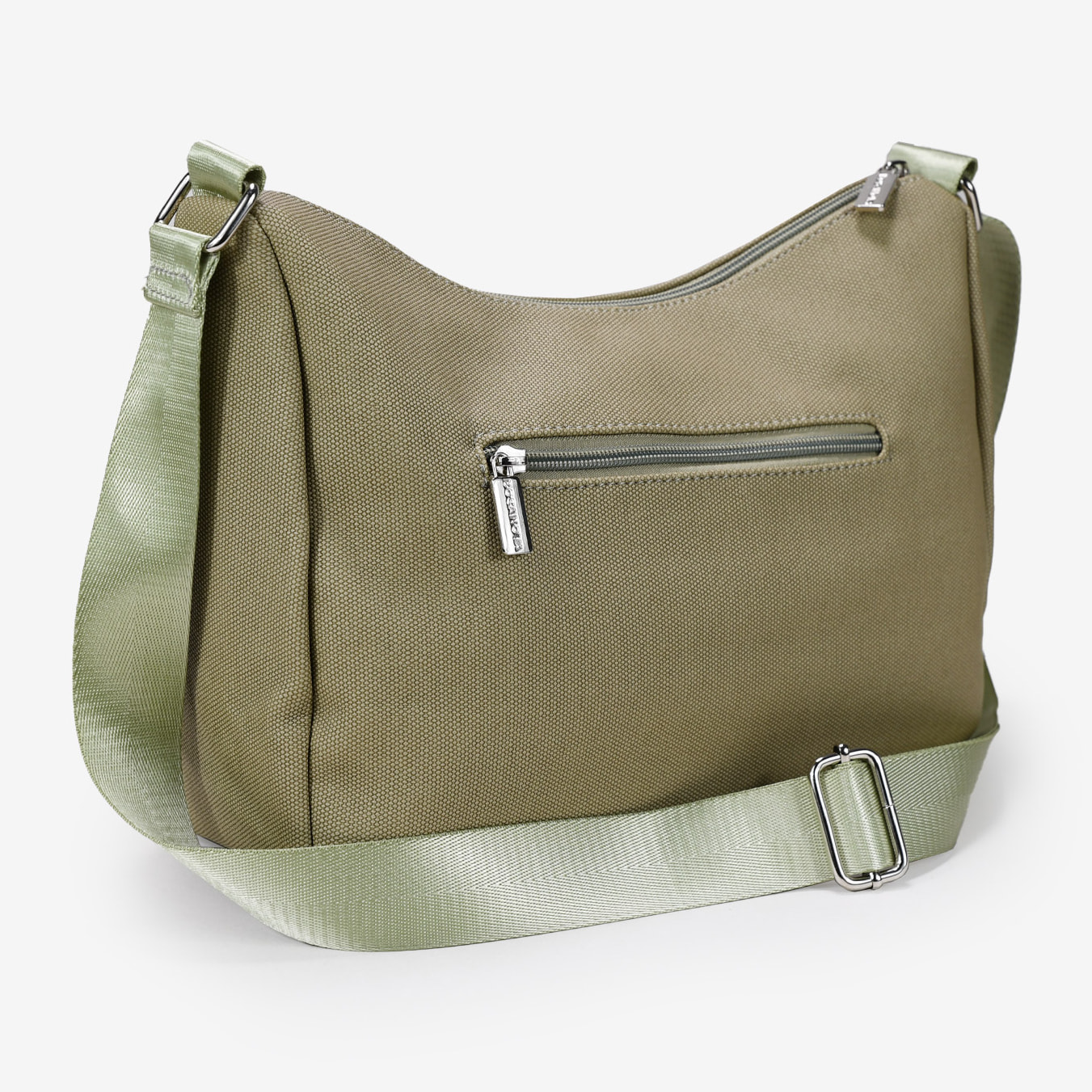 Bolso bandolera verde con cremalleras