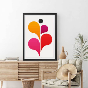 Poster seventies pink Affiche + cadre en bois - Noir