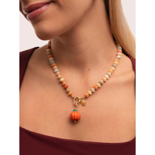 Collana Pumpkin Stones Acciao Placcato Oro