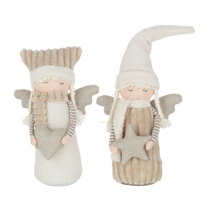 J-Line figurine Garcon Et Fille - textile - banc/beige - large - 2 pcs