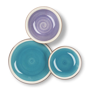 Servizio piatti 18 pezzi Excelsa Crazy azzurro, ceramica multicolore