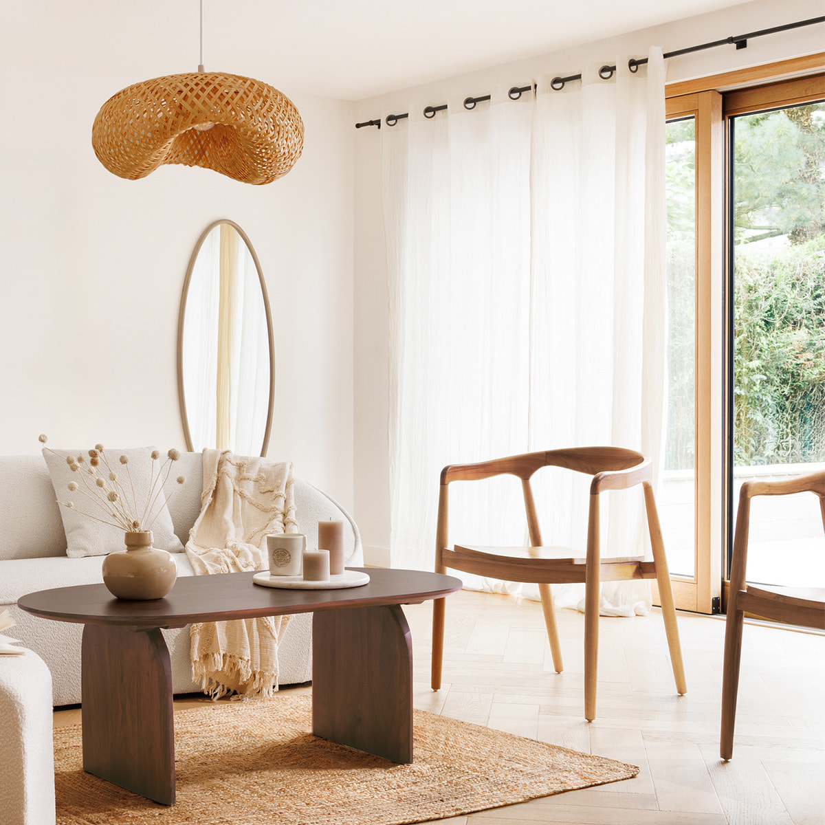 Lot de 2 Fauteuils Diner Teck Miyako Naturel Beige