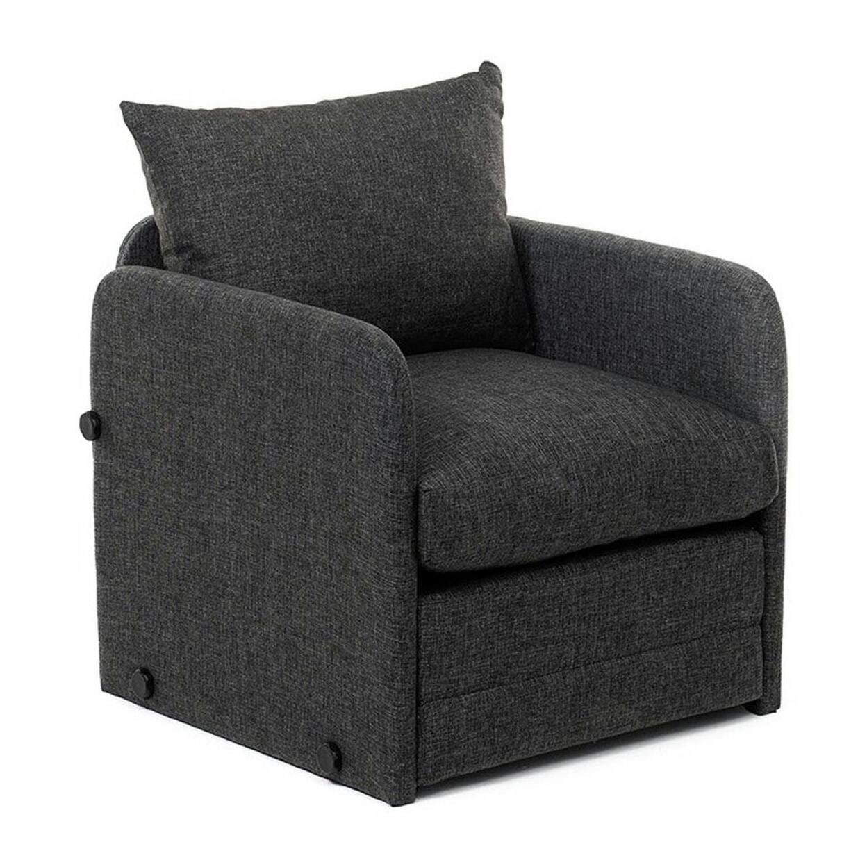 Fauteuil convertible gris foncé lin couchage 200 cm ORURO