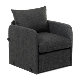 Fauteuil convertible gris foncé lin couchage 200 cm ORURO