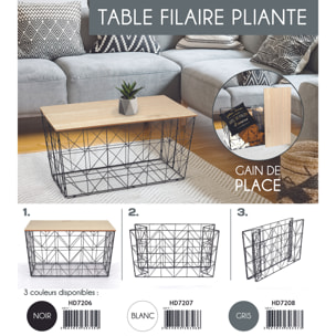 Table Pliable Filaire Noir