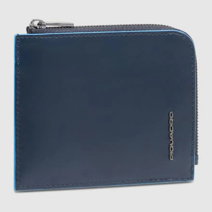 Piquadro Portafogli portacarte di credito in pelle con porta monete, schermato con protezione RFID