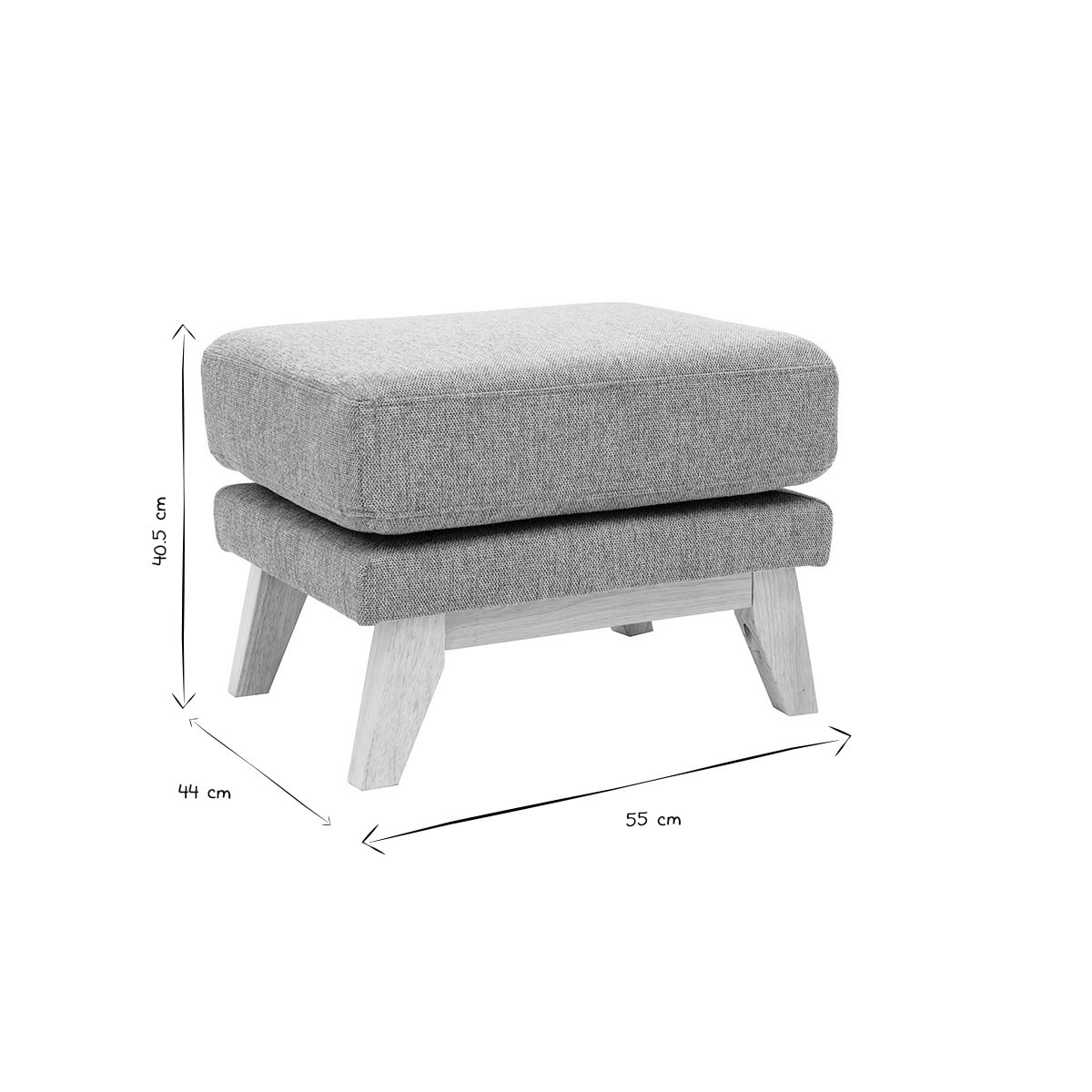 Pouf repose-pieds déhoussable scandinave en tissu effet velours texturé terracotta et bois clair OSLO
