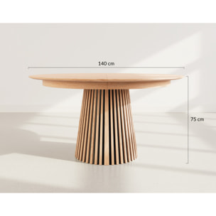 Freya - table à manger ronde extensible - 6 à 10 personnes - Marron