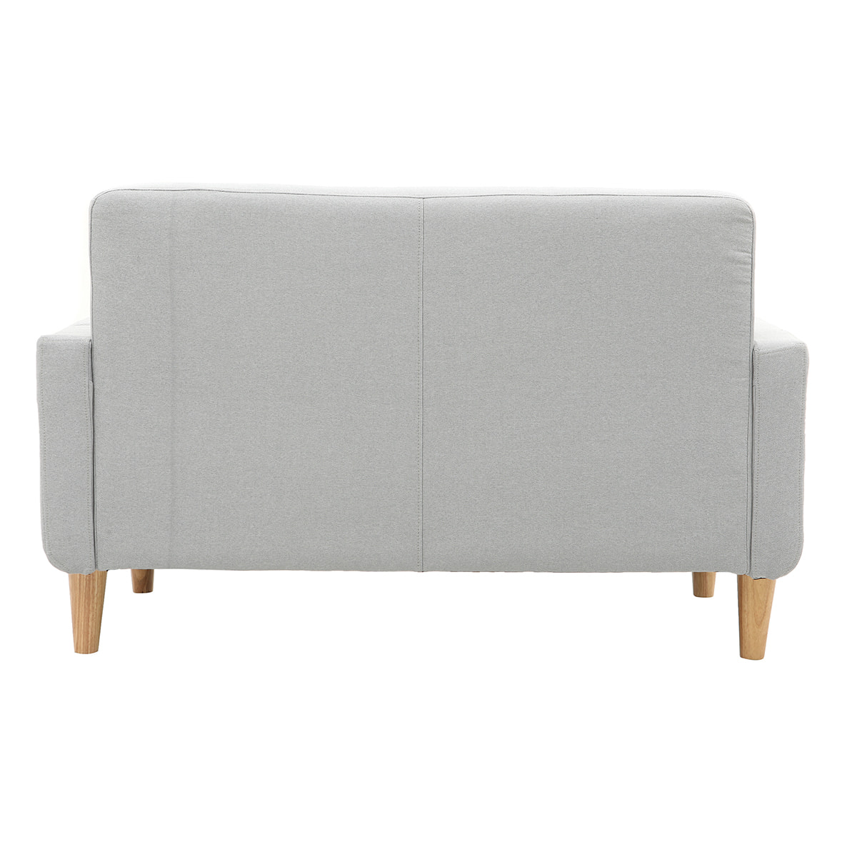 Canapé scandinave 2 places en tissu gris clair et bois clair LUNA