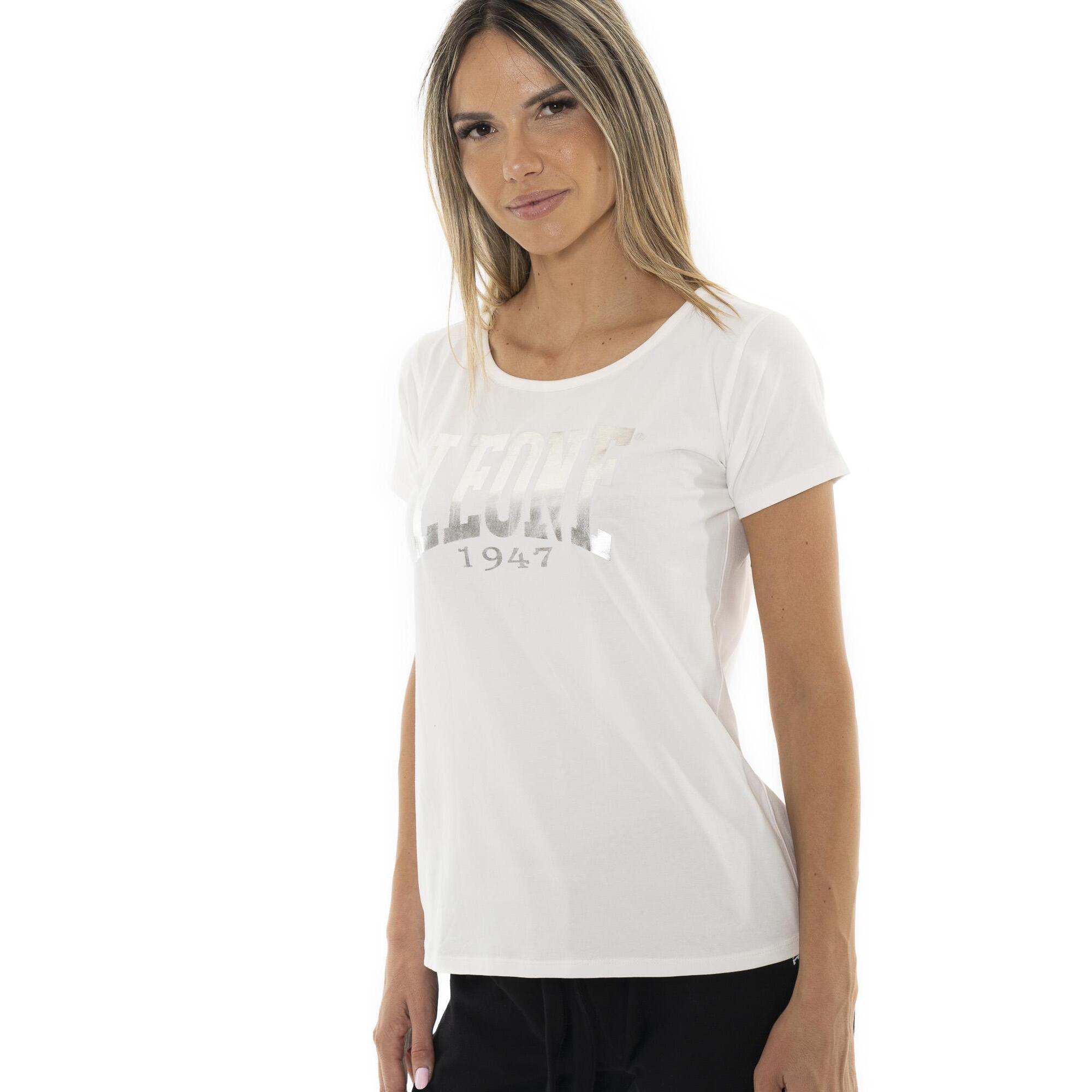 Camiseta de manga corta para mujer con logo grande "Plata"
