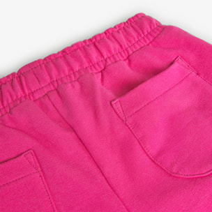 Short elÃ¡stico de felpa para niÃ±a liso de color rosa