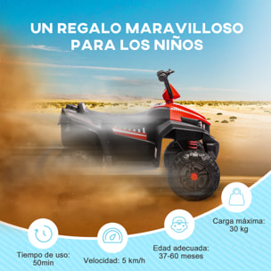 Quad Eléctrico para Niños de Batería 12V Coche Eléctrico para Niños de +3 Años con Velocidad 5 km/h Faros Música MP3 Avance y Retroceso Carga 30 kg Rojo