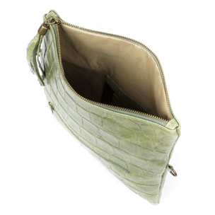 Lecce Borsa a tracolla Donna.Cuoio autentico Camoscio Inciso Coccodrillo