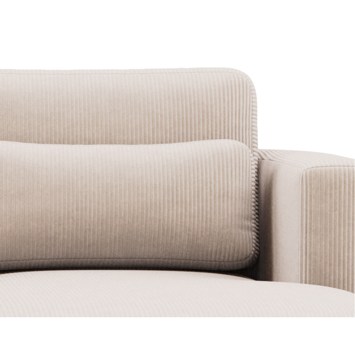 Mahina - canapé d'angle droit 4 places convertible avec coffre en velours côtelé - Beige