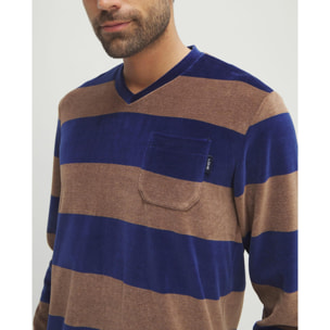 Pijama hombre terciopelo rayas