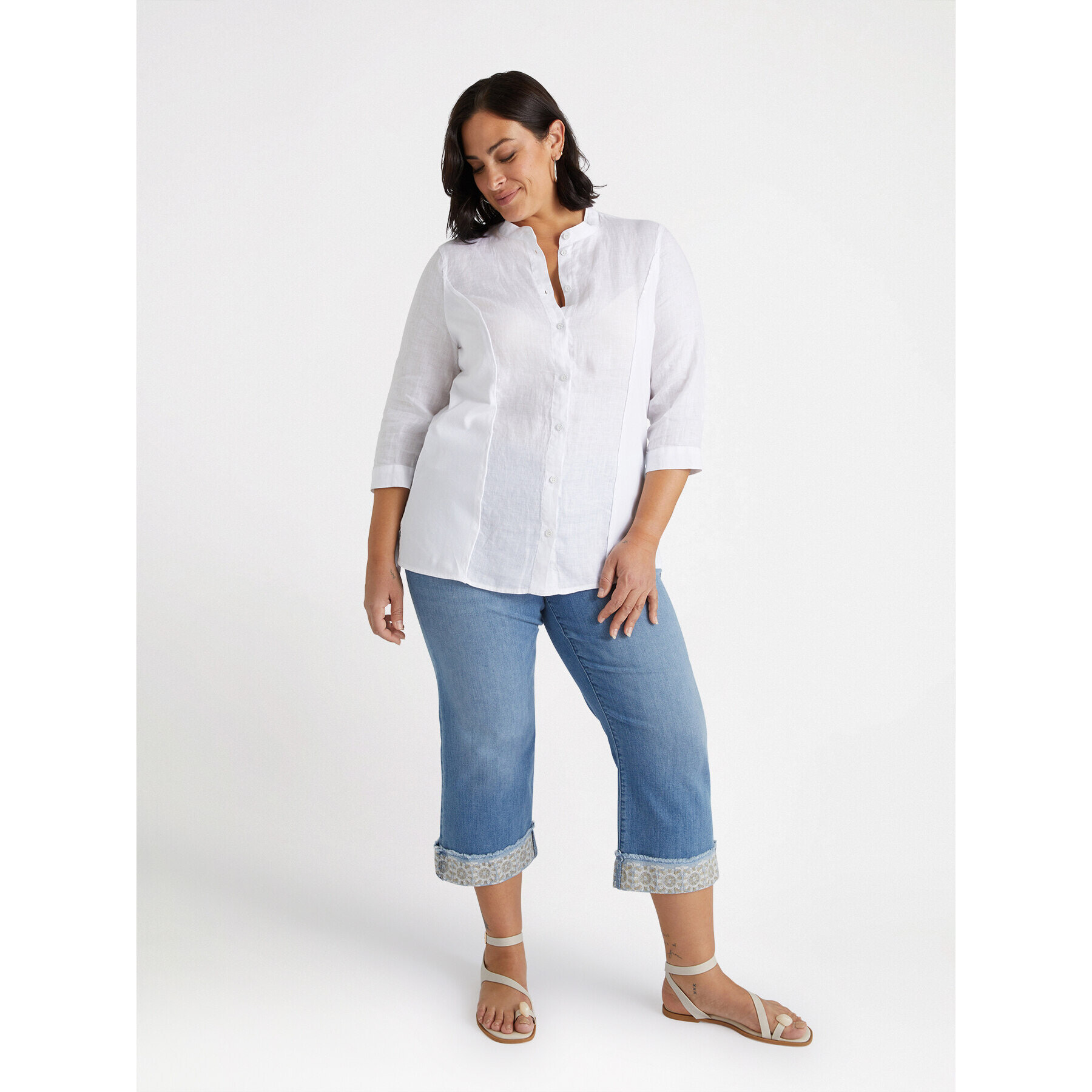 Fiorella Rubino - Camicia in lino e jersey - Bianco