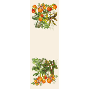 Chemin de table pur lin lavé imprimé multicolore Vintage garden natural