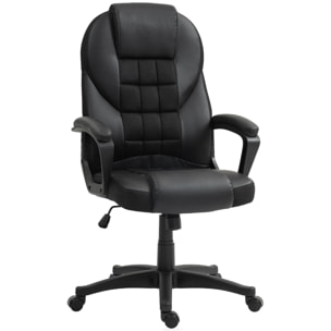 Chaise de bureau manager ergonomique - hauteur réglable, fonction à bascule, pivotant - PU polyester noir