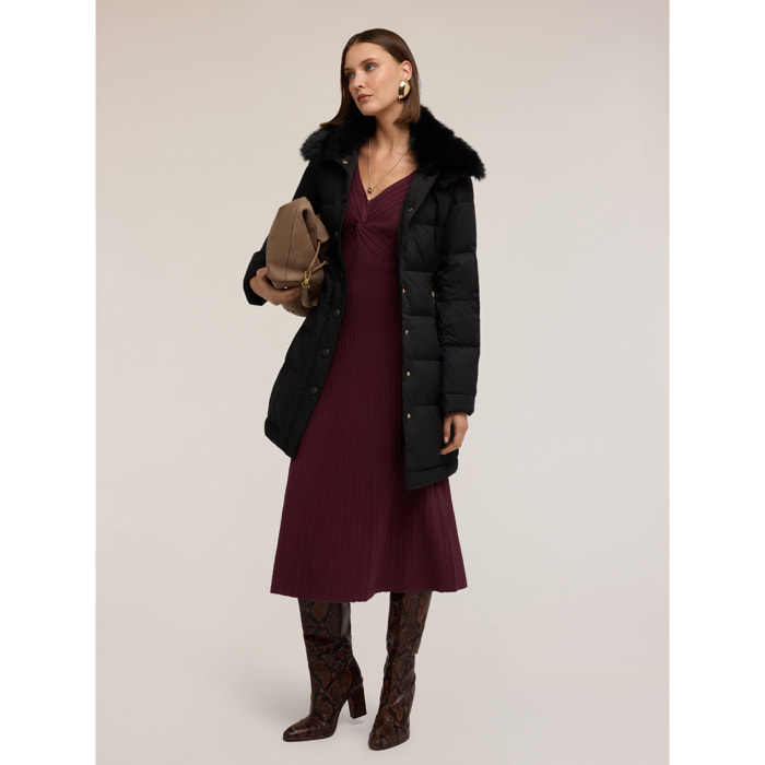 Motivi - Piumino lungo con collo alto - Nero