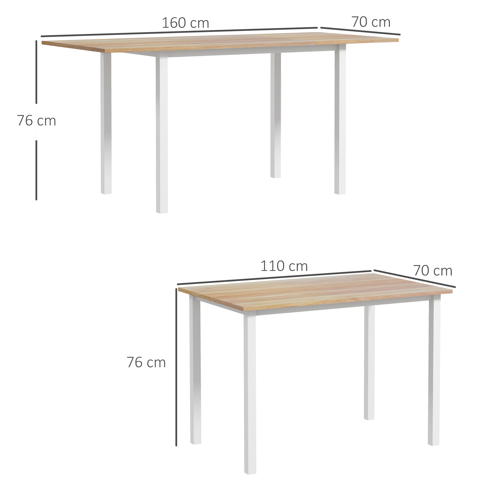 Table à manger extensible grand plateau 6 personnes acier MDF bois clair