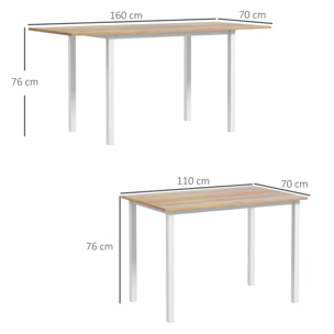 Table à manger extensible grand plateau 6 personnes acier MDF bois clair