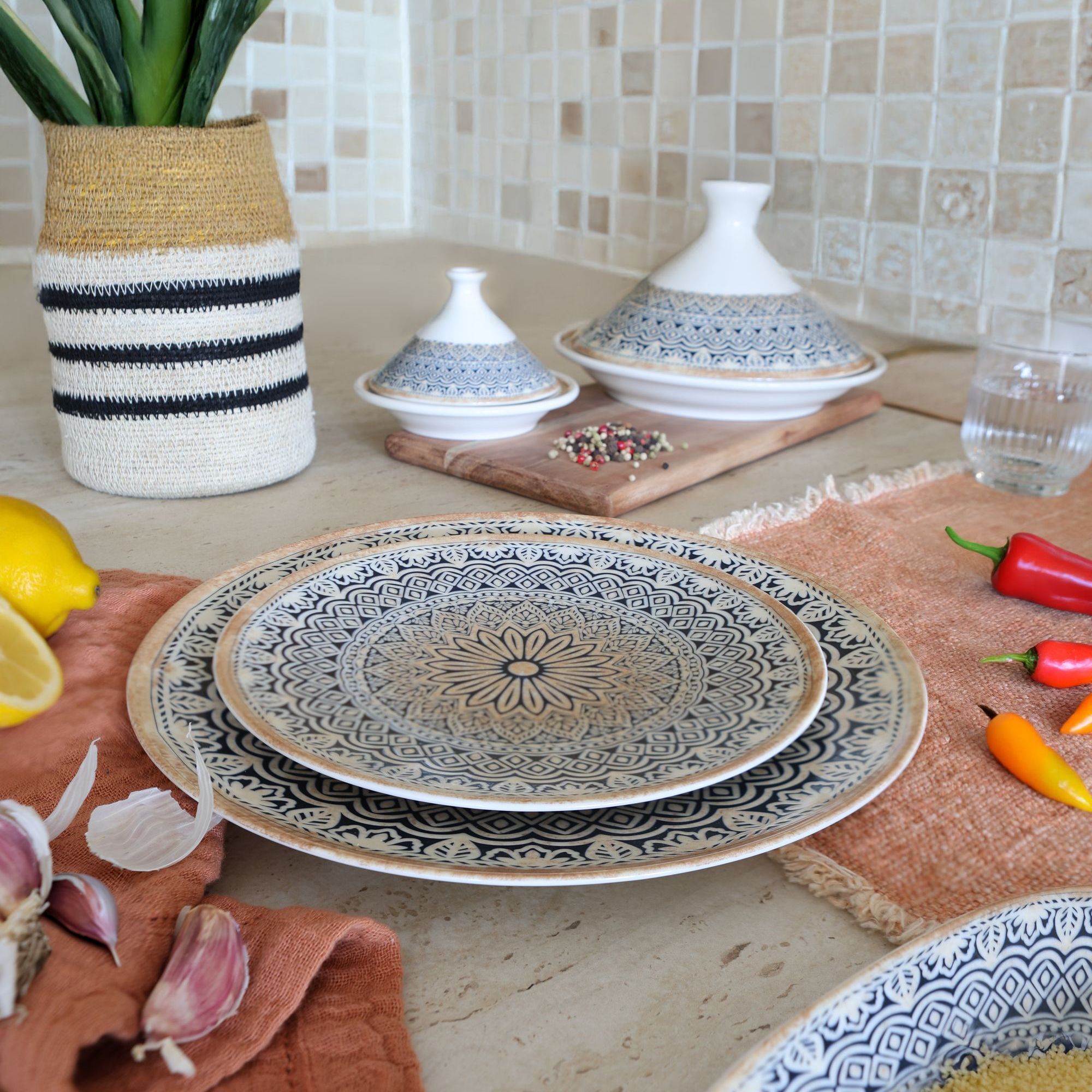 Lot de 6 assiettes à dessert en porcelaine 20cm BYZANCE