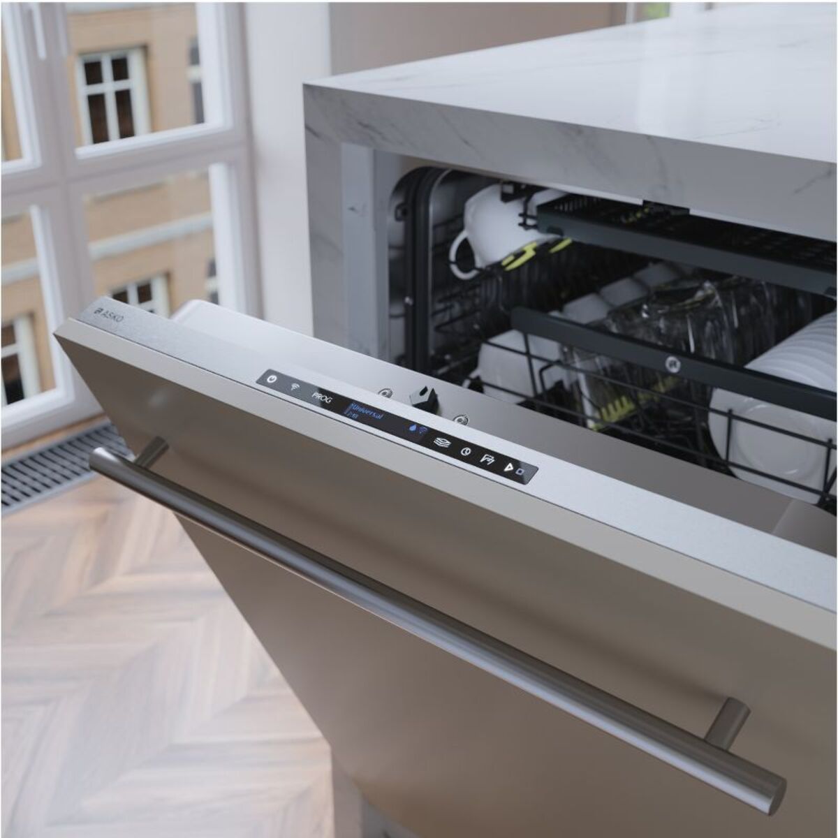 Lave vaisselle encastrable ASKO DSD544B écran tactile et bras de lavage inox