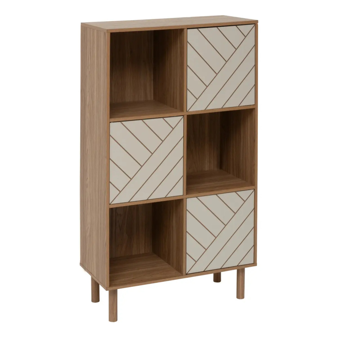 Etagère 6 cases Mix'N'Match bois et motif rayé