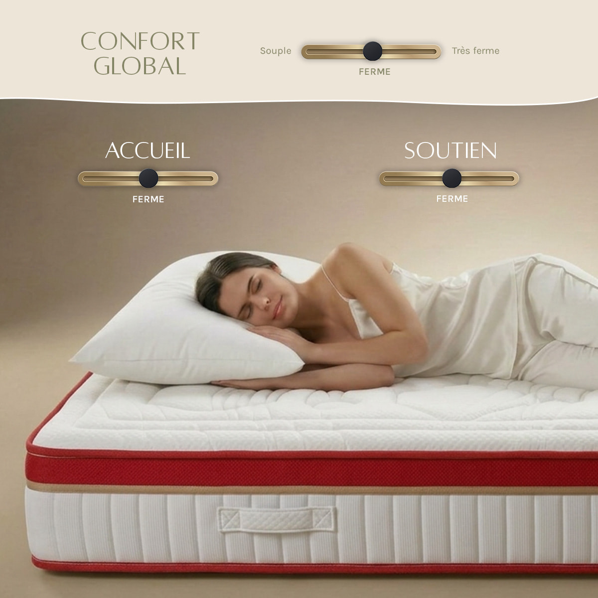 Ensemble Matelas Suprême & Sommier Kit Bois, Mémoire de Forme & Mousse Haute Densité, 24 cm, Soutien Ferme, Aération Optimale