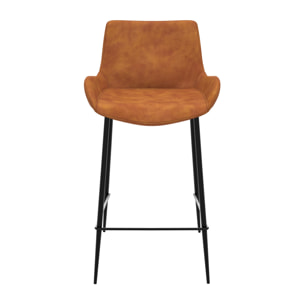 Lot de 2 chaises pour îlot central 65 cm en cuir synthétique camel - Pirata