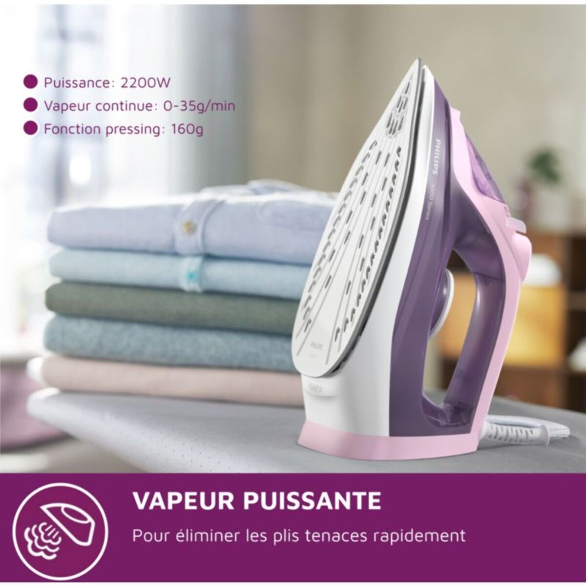 Fer à repasser PHILIPS DST3020/30 fer à vapeur mauve