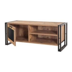 Mobile porta TV Dpetron, Credenza da soggiorno, Armadio basso per TV, Base parete attrezzata, 130x45h50 cm, Quercia e Nero