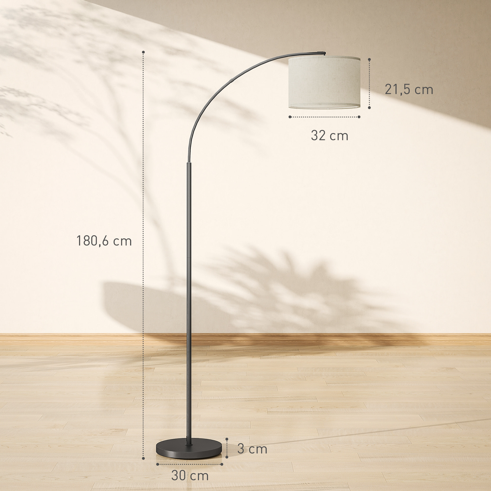 Lampadaire LED dimmable H.180 cm avec télécommande abat-jour réglable 11 température couleurs et niveaux de luminosité noir