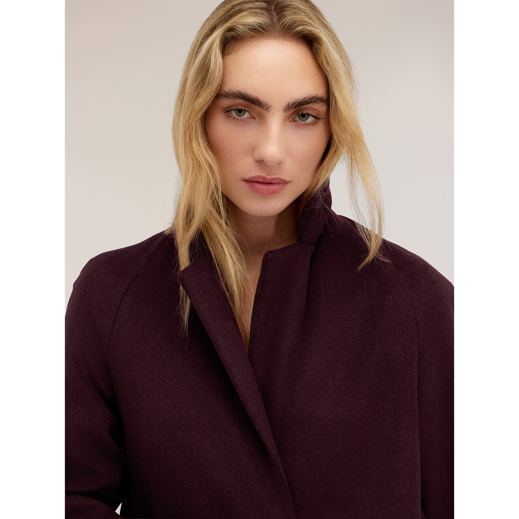 Motivi - Cappotto monopetto in drap misto lana - Bordeaux