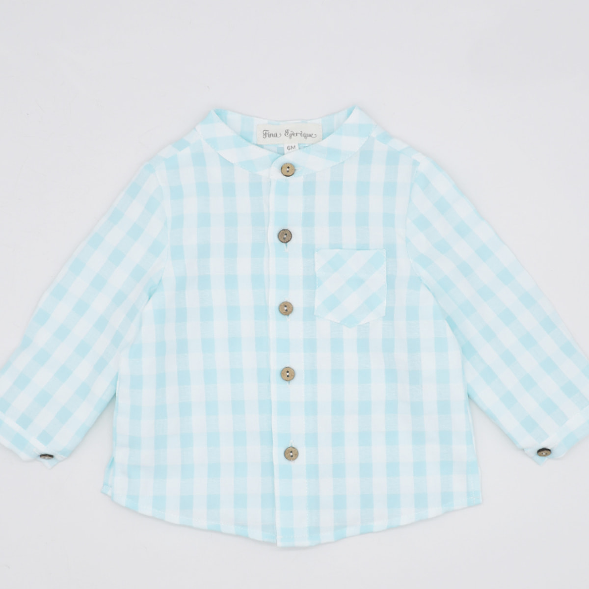 CAMISA VICHY TURQUESA CON BOLSILLO